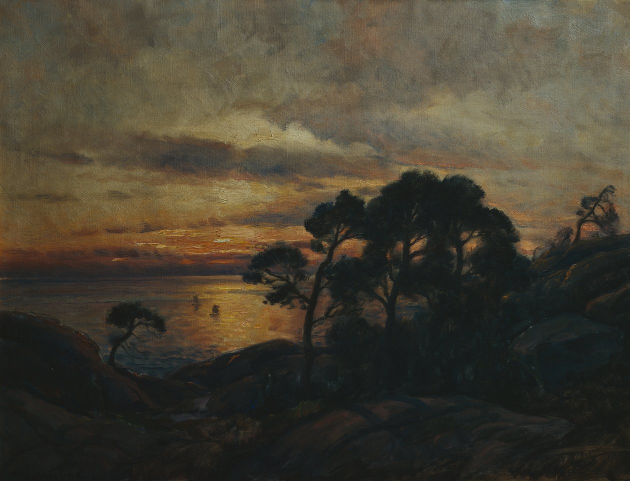 Gün batımında çam ağacı by Thorolf Holmboe