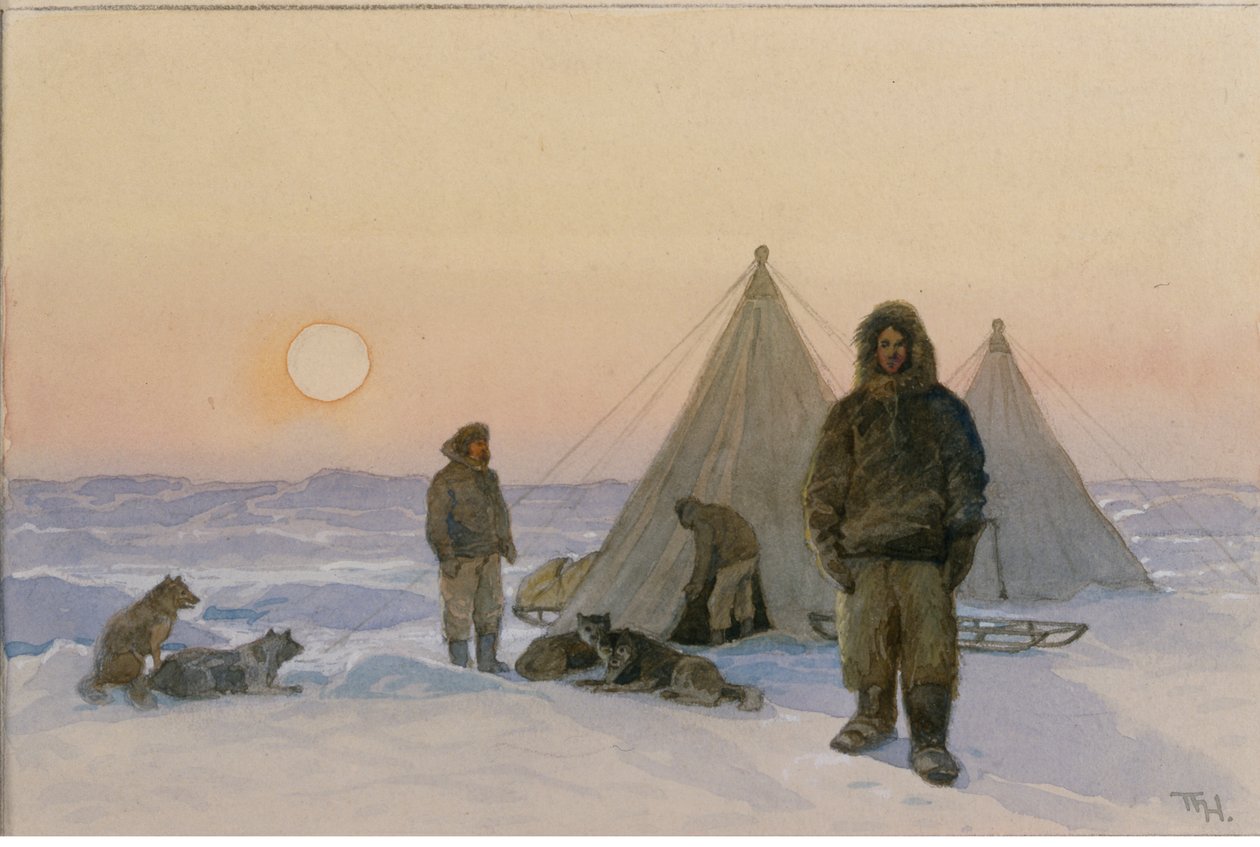 Kutup kaşifleri (kağıt üzerine sulu boya) by Thorolf Holmboe