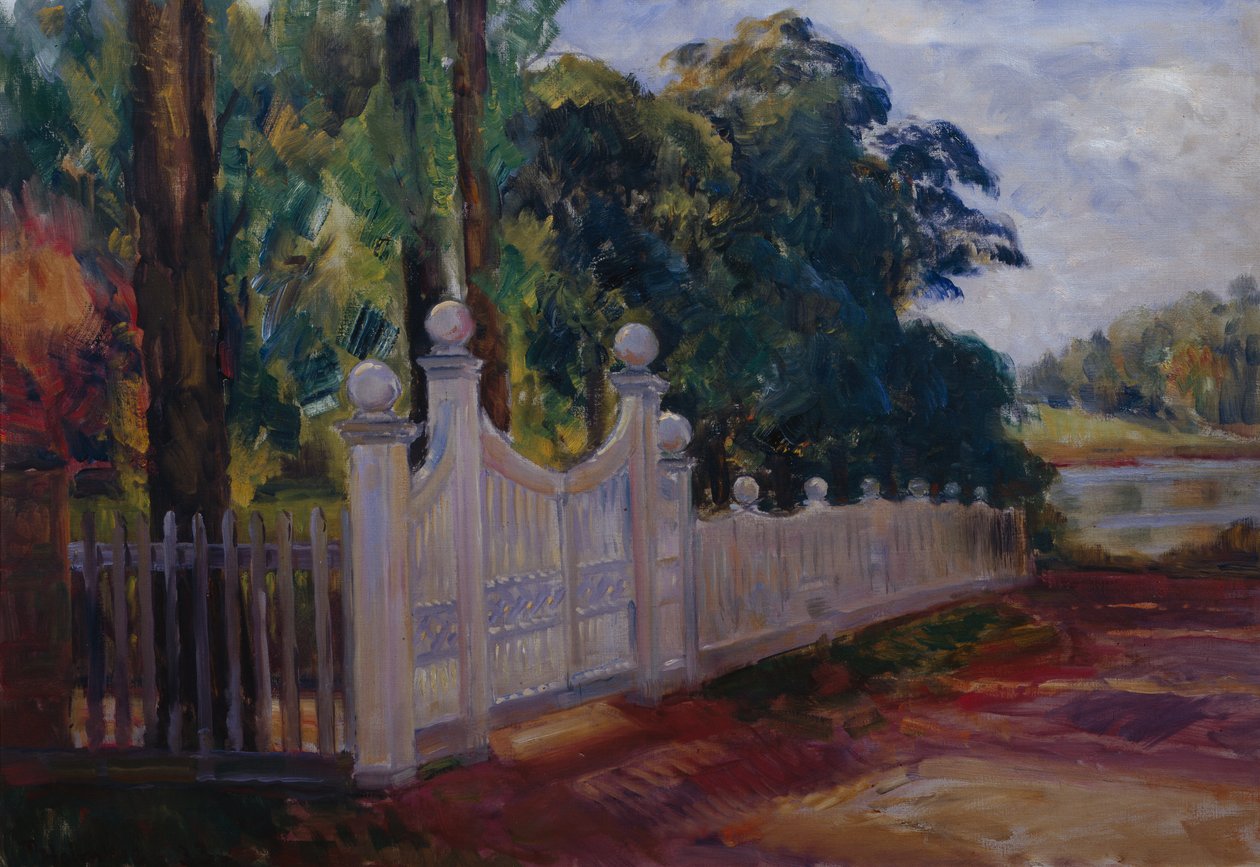 Bahçe Çitli ve Kapılı Yaz Manzarası by Thorolf Holmboe