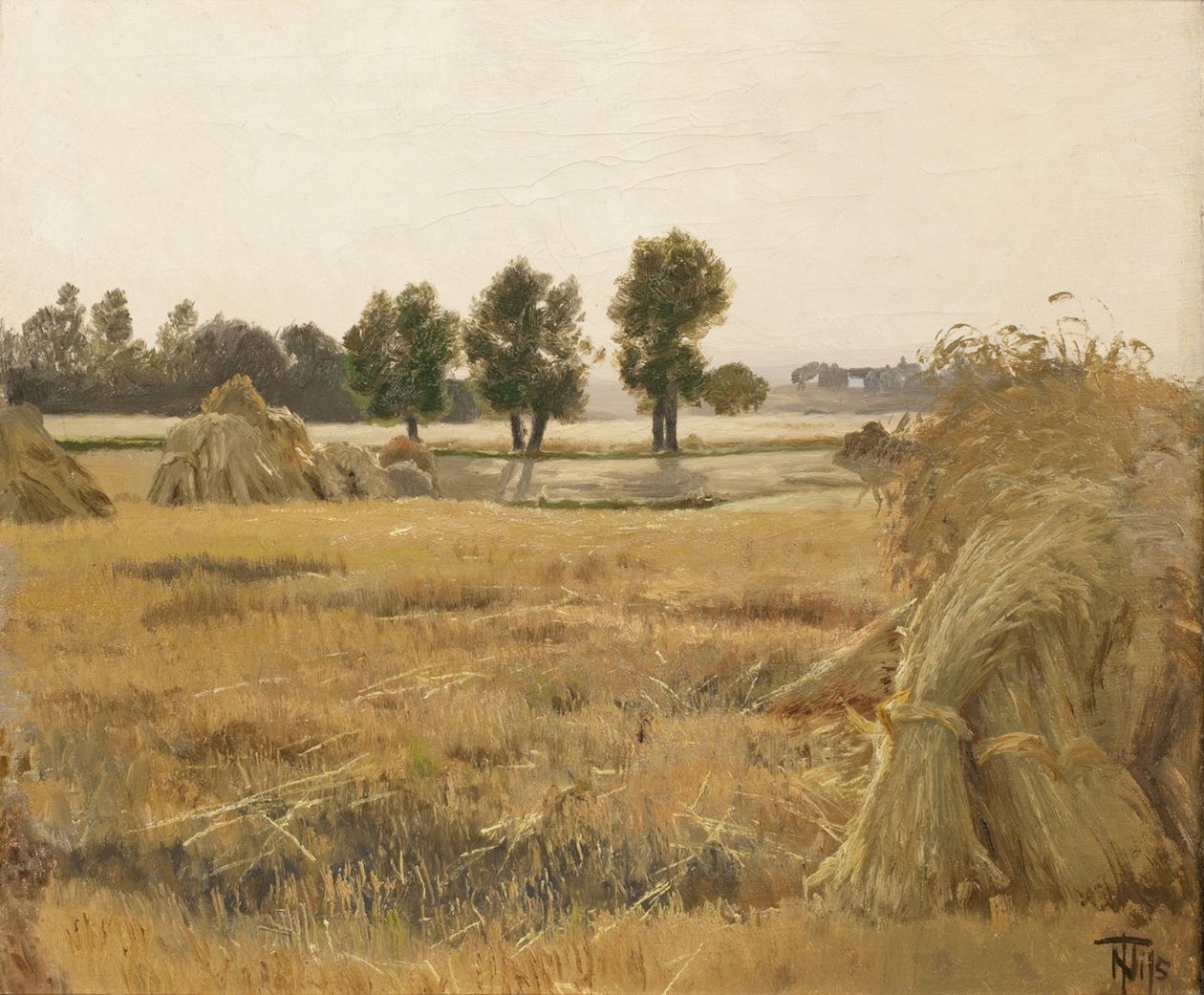 Tahıl yığınları olan arazi by Thorvald Niss