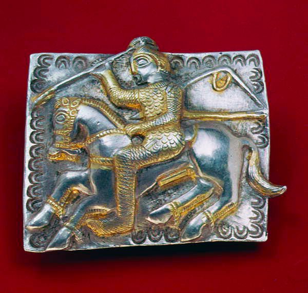 Savaşçılı plaket, MÖ 400-350 dolayları (gümüş) by Thracian