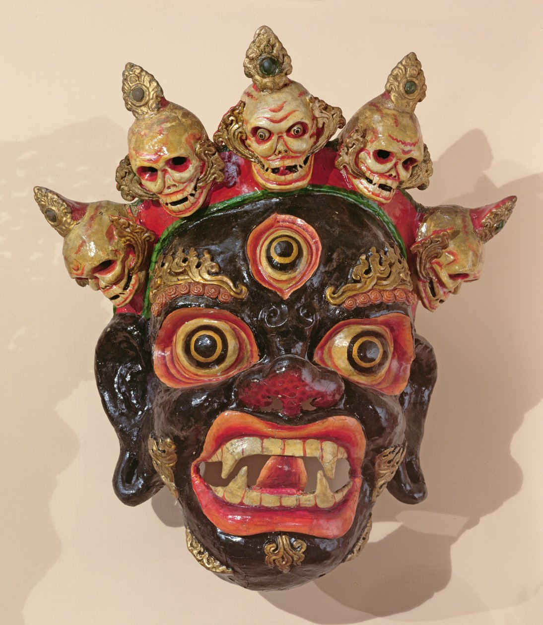 Mahakala dans maskesi (boyalı ahşap) by Tibetan School