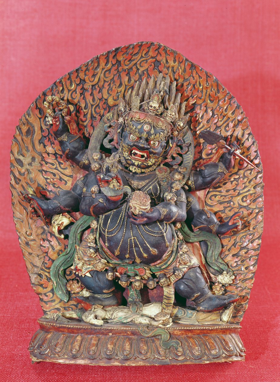 Mahakala figürü (abanoz, insan kemiği külü ve kil) by Tibetan School