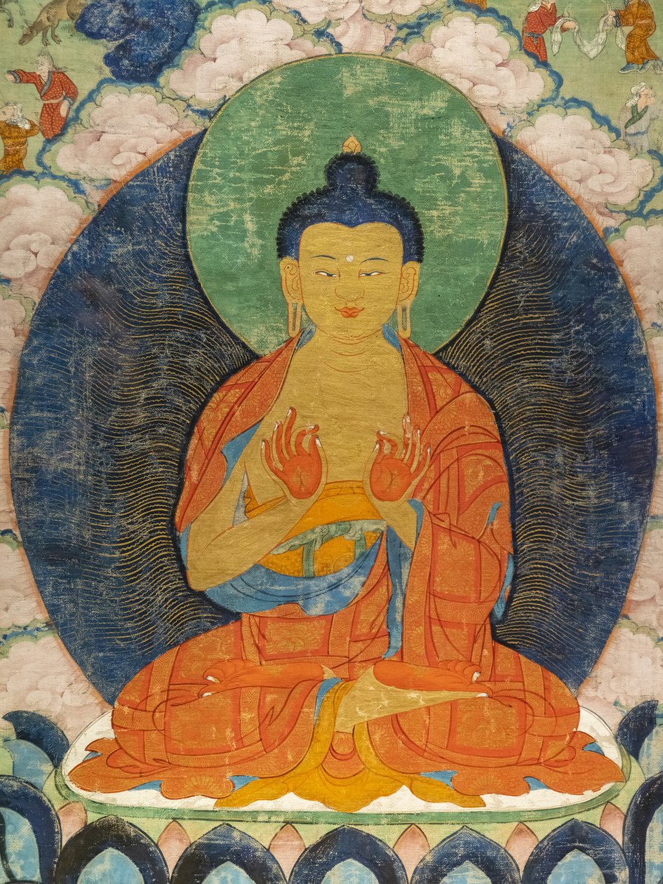 Buddha ve Üç Jakata: Makkapi, Ruru, Shabhamiga by Tibetan School