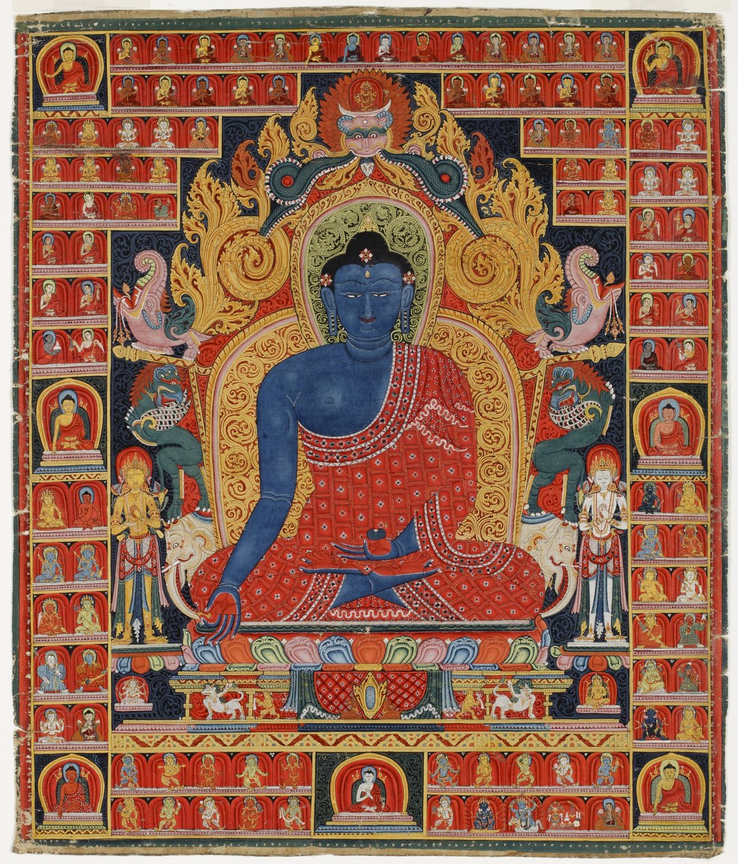 Buddha, Yüce Şifacı (pamuk üzerinde opak wc) by Tibetan School
