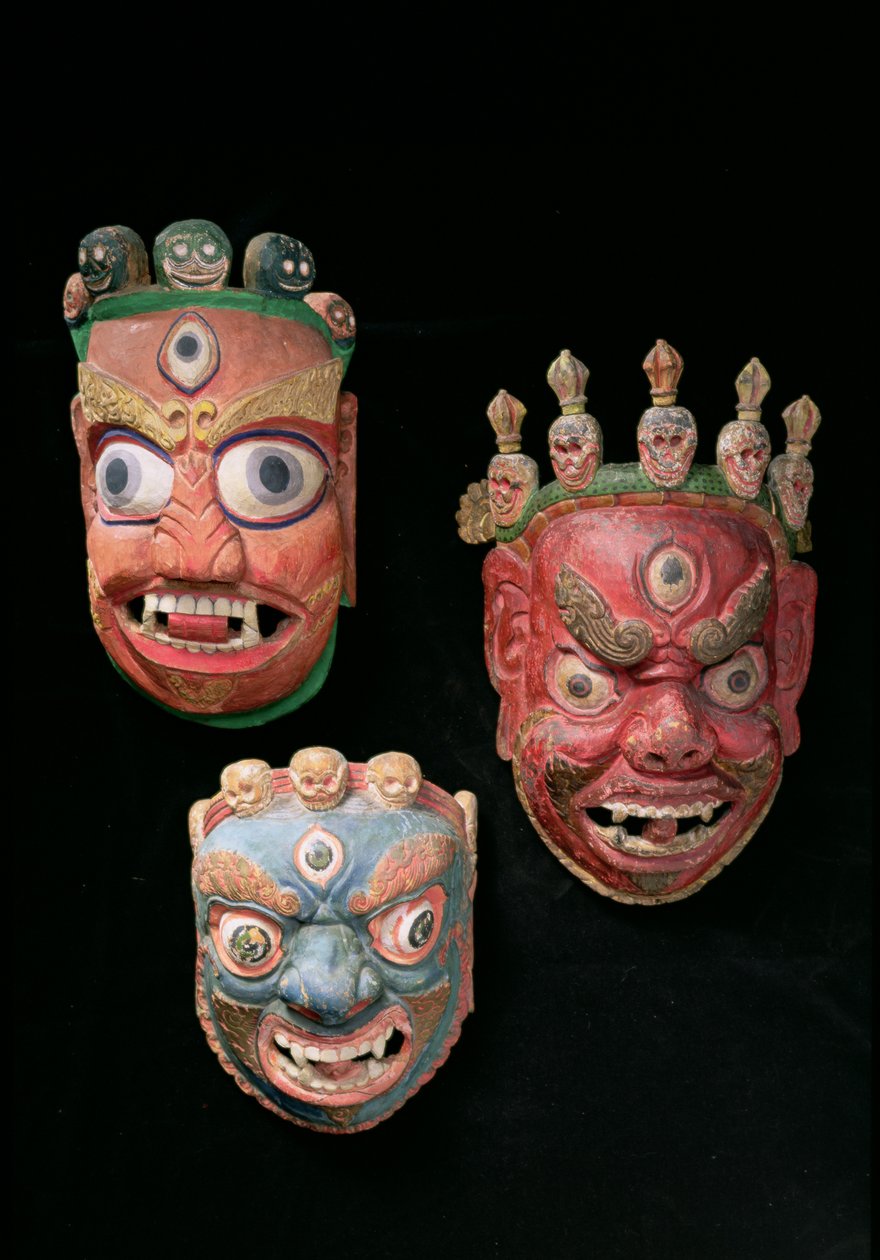 Maskeler (ahşap) by Tibetan School