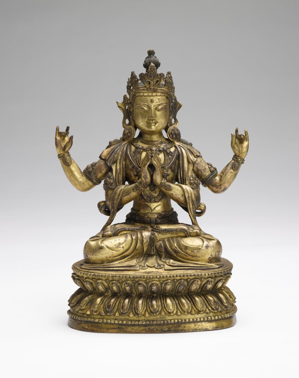 Sukhavati Avalokiteshvara, 17. yüzyıl sonu ve 18. yüzyıl başı (yaldızlı bakır alaşımı) by Tibetan School