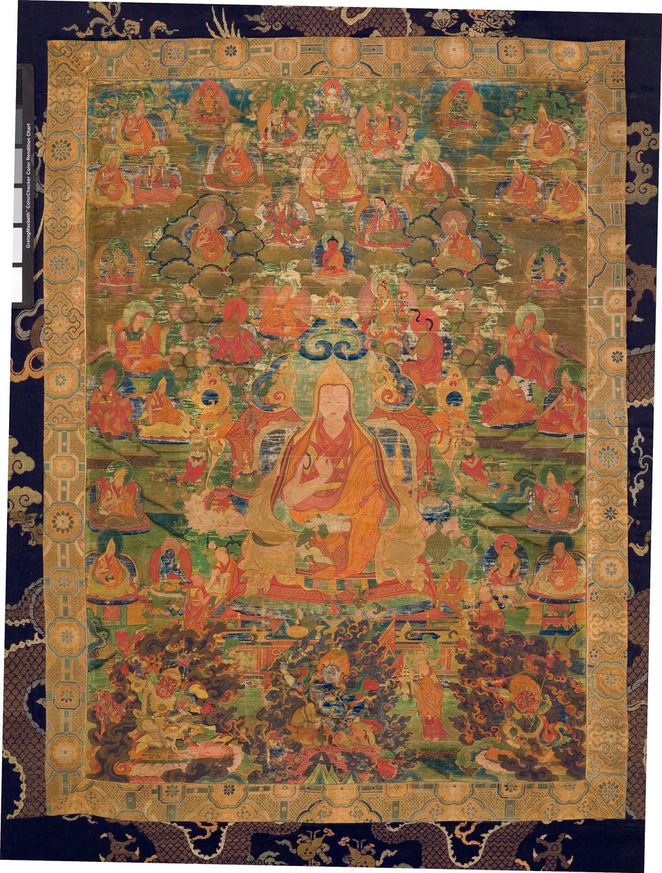 Üçüncü Panchen Lama Losan Penden Yeshe (kumaş üzerine guaj boya) by Tibetan School