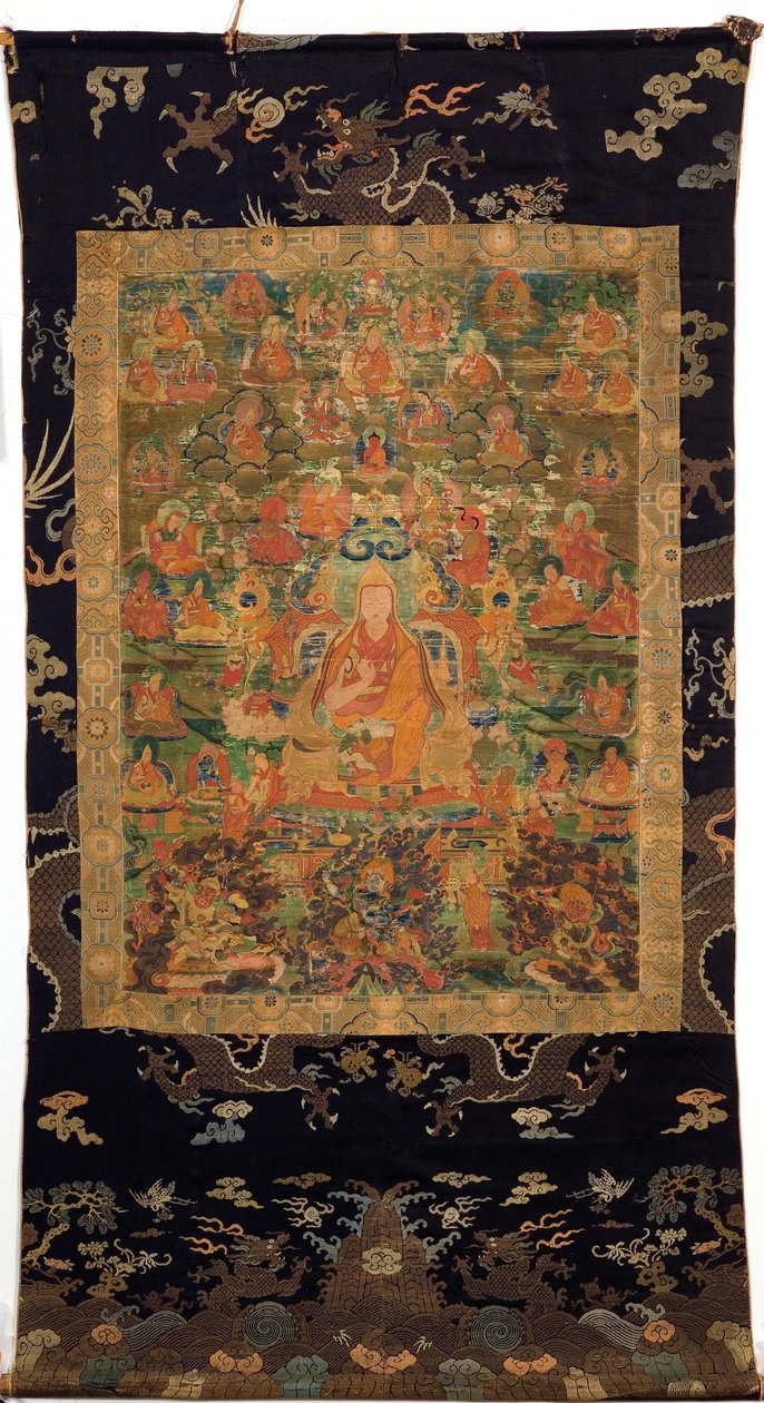 Üçüncü Panchen Lama Losan Penden Yeshe (kumaş üzerine guaj boya) by Tibetan School