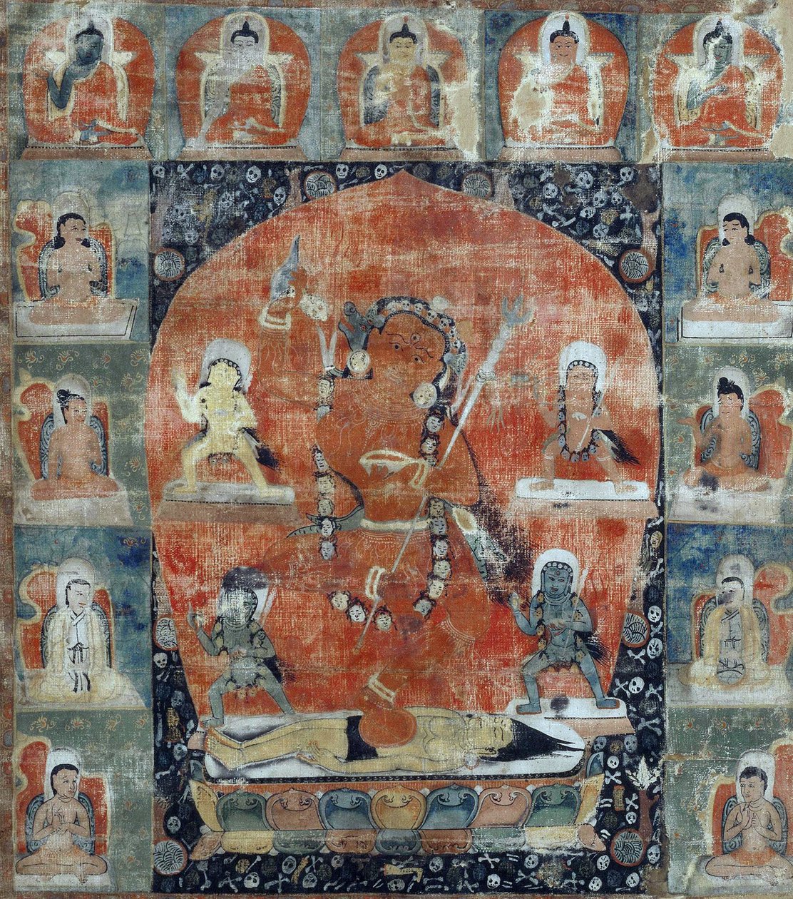 Tibet kültürü : Samvara Mandala (Detay). Thangka by Tibetan School
