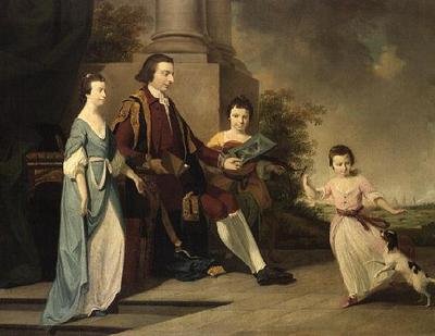 Thomas Noel, 2. Vikont Wentworth, üç kız kardeşi Judith, Elizabeth ve Sophia ile birlikte terasta, Oxford