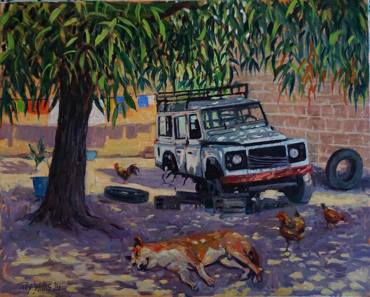 Uyuyan Köpekler Yalan Söylesin 2021 (tuval üzerine yağlı boya) by Tilly Willis