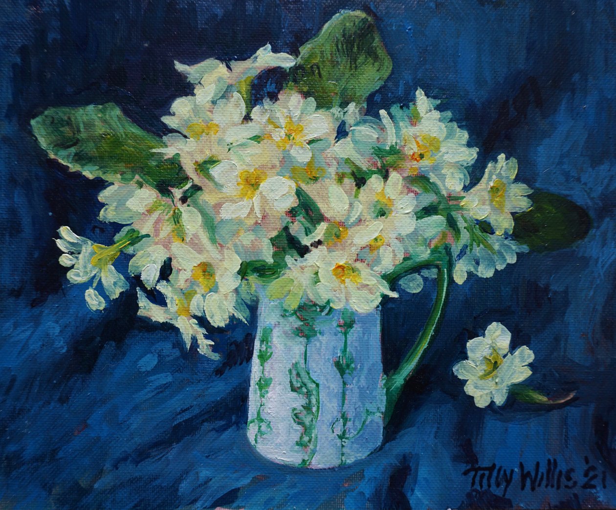 Primroses 2021 (yağ) by Tilly Willis