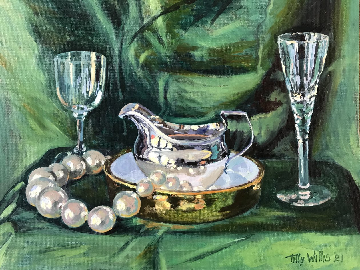 Silver Jug 2021 ile natürmort (tuval üzerine yağlı boya) by Tilly Willis