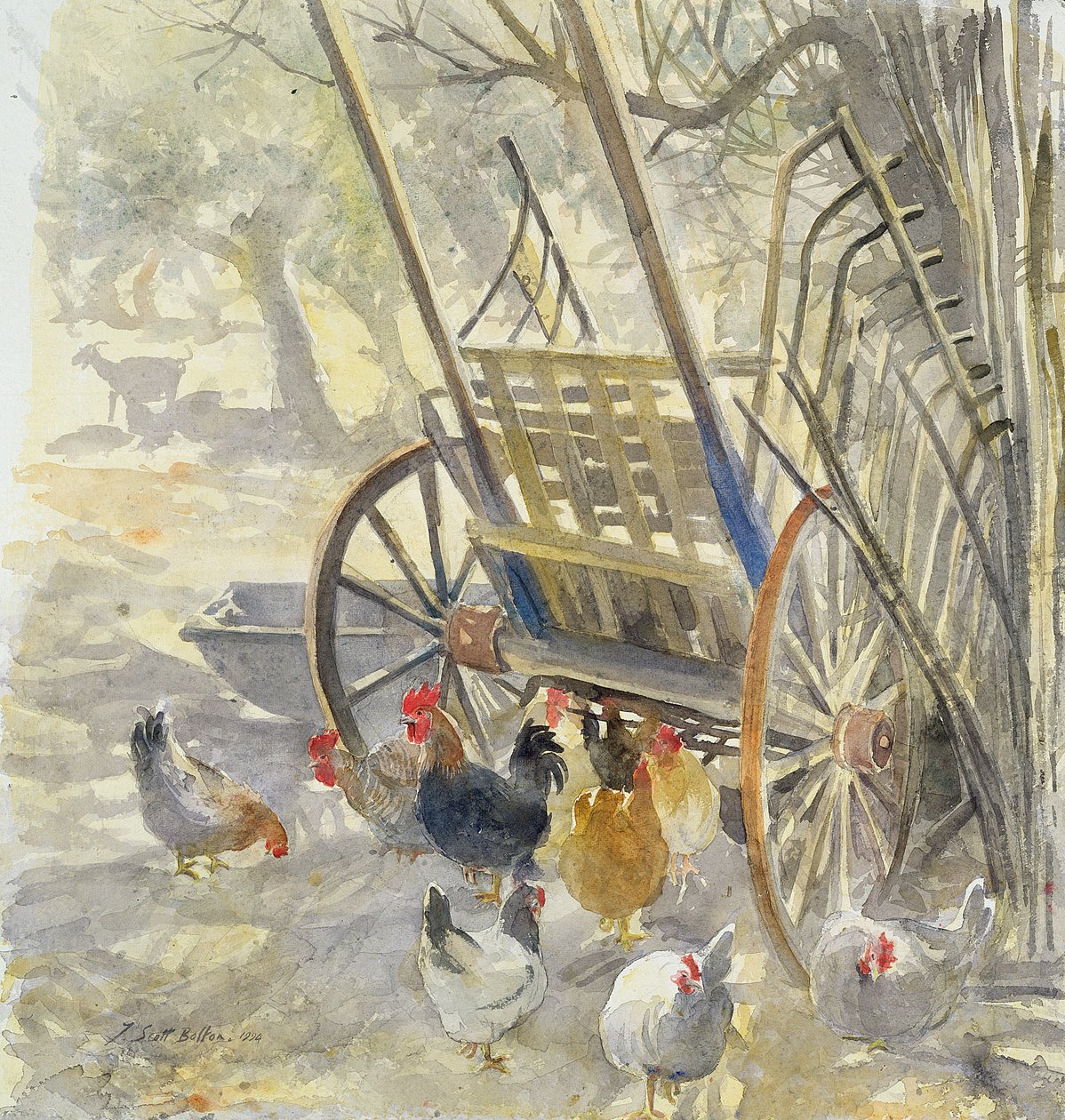 Mayorka Arabası Altında Tavuklar, 1994 (wc) by Tim Scott Bolton