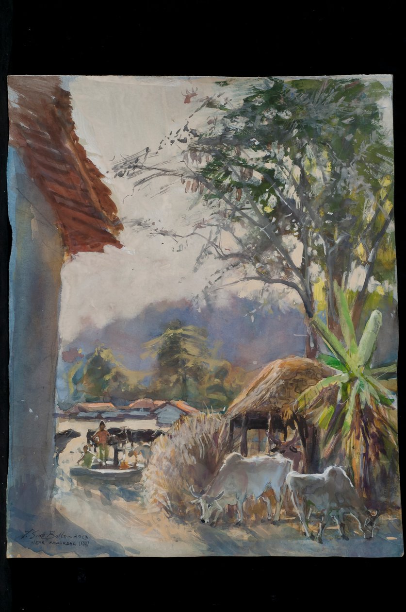 İneklerle Kawardha Köyü, 2013 by Tim Scott Bolton