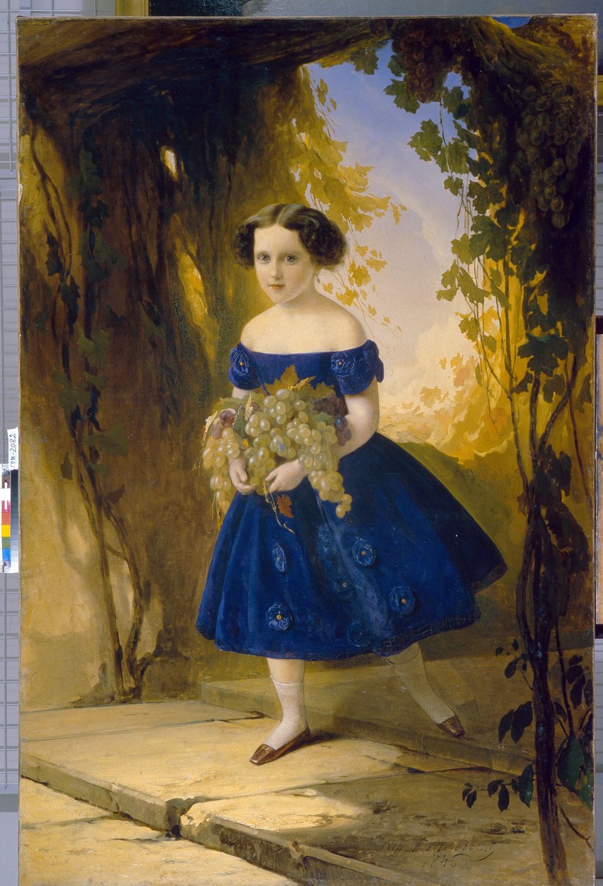 Leuchtenberg Prensesi Maria Maximilianovna (1841-1914), çocuk. Timofei Andreyevich Neff (1805-1876), tuval üzerine yağlı boya tablosu by Timofei Andreyevich Neff