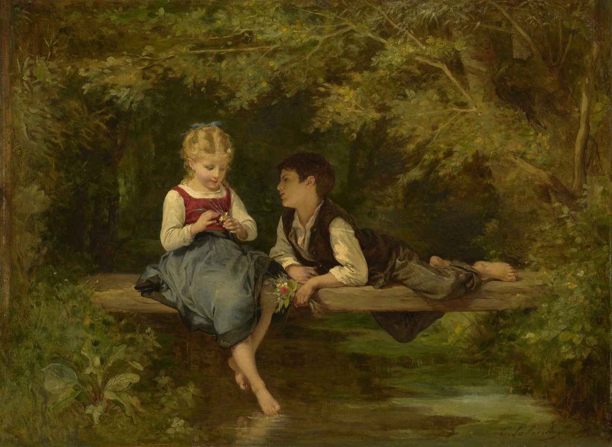 İlk Aşk, c.1872 by Timoleon Marie Lobrichon