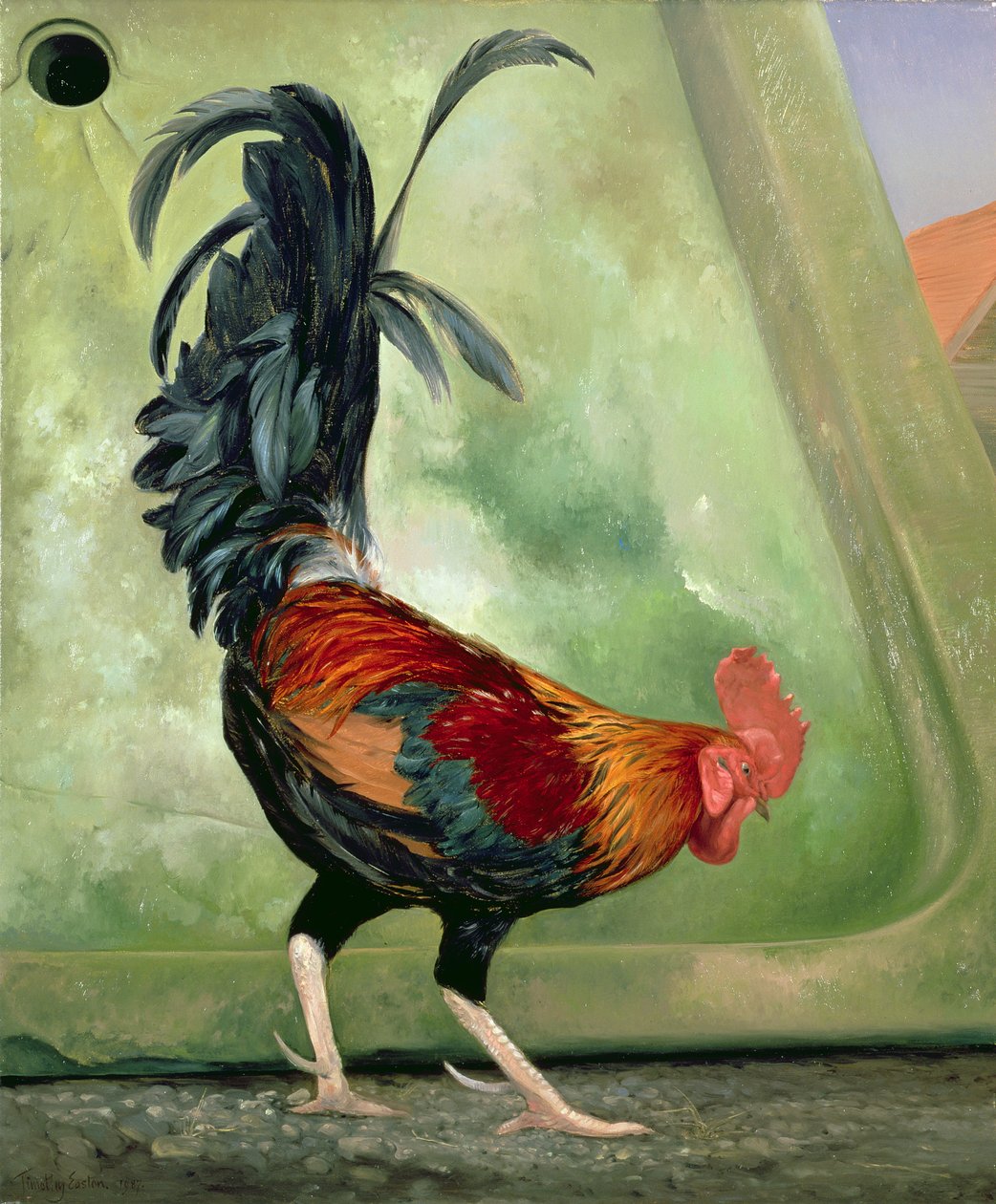 Popinjay, horozu gösteren detay, 1987 by Timothy Easton