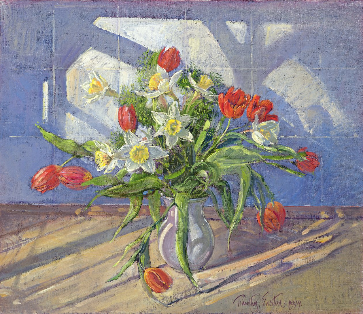 Pencere Yansımalı Bahar Çiçekleri, 1994 by Timothy Easton
