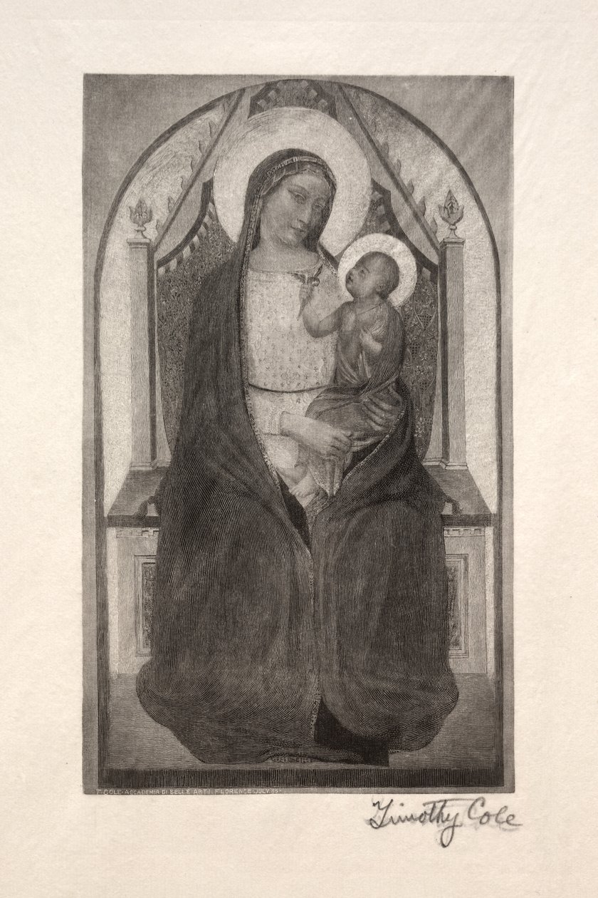 Eski İtalyan Ustalar: Madonna, Kuş Tutan Çocukla Tahtına Geçti, 1885. by Timothy Cole