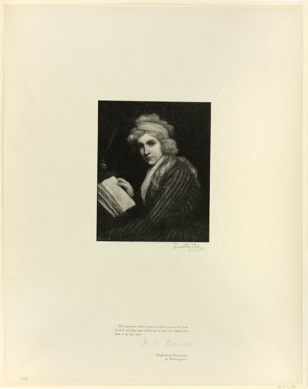 Mary Wollstonecraft'ın Portresi, Eski İngiliz Ustalarından by Timothy Cole