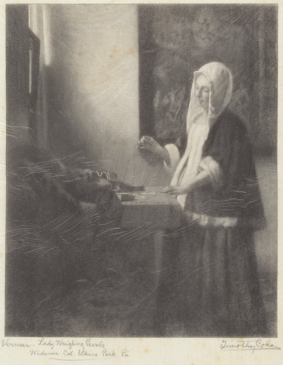 İnci tartan kadın by Timothy Cole after Johannes Vermeer