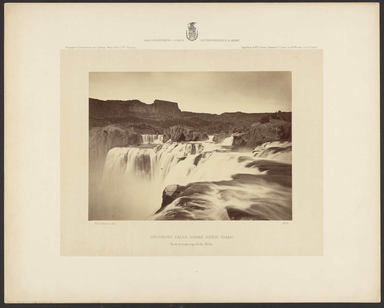 Shoshone Şelalesi, Snake Nehri, Idaho, Şelalenin Tepesinden Görünüm by Timothy H. OSullivan