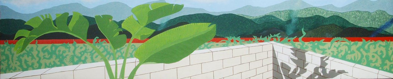 Balkon manzarası, Fujin Caddesi dairesi, Taipei, 2007, tuval üzerine yağlı boya by Timothy Nathan Joel