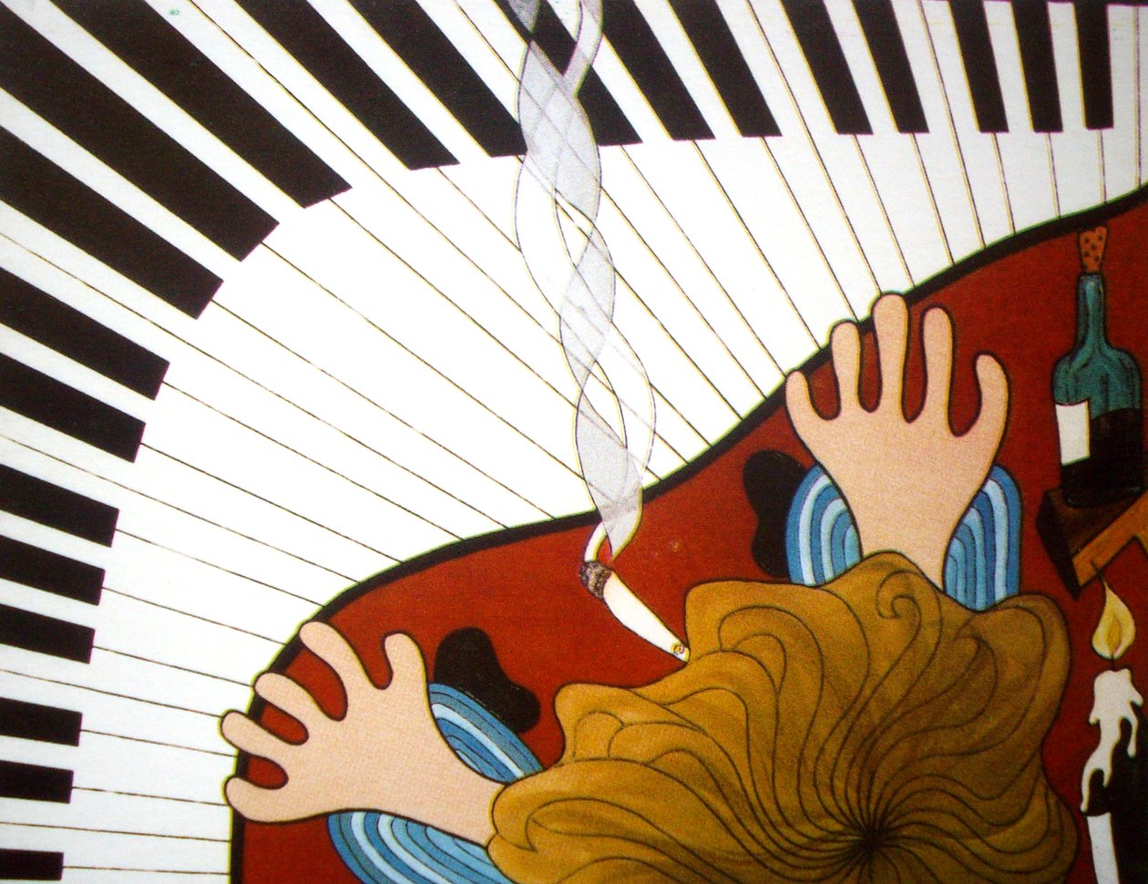 Piyano adam, 2001, tuval üzerine yağlı boya by Timothy Nathan Joel