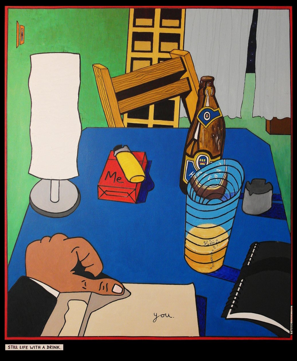 Bir içki ile natürmort, 2001, tuval üzerine yağlıboya by Timothy Nathan Joel