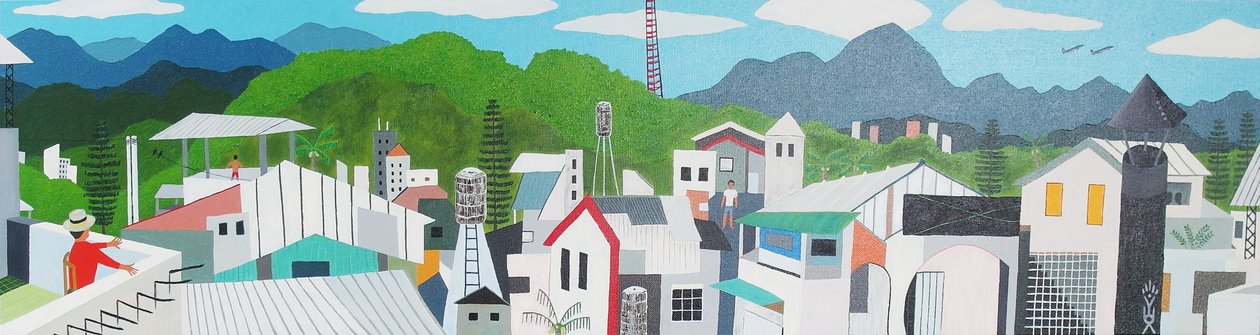 Taitung şehir çatısı, 2012, tuval üzerine yağlı boya by Timothy Nathan Joel