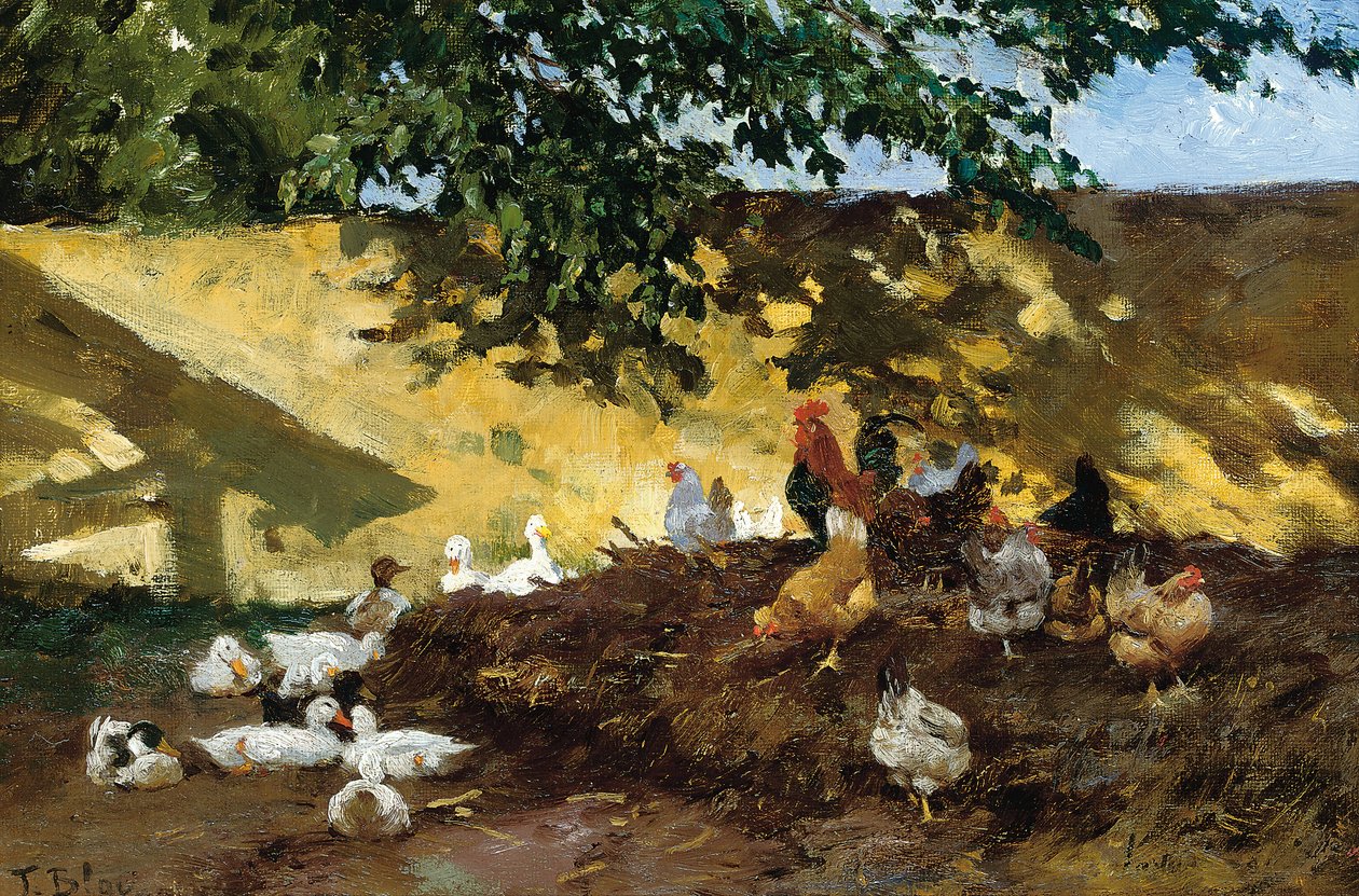 Çiftlik bahçesinde ördekler ve tavuklar by Tina Blau Lang