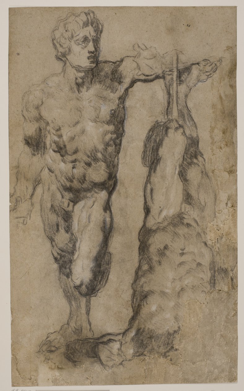 Bir erkek figürü heykelinin iki çalışması by Tintoretto