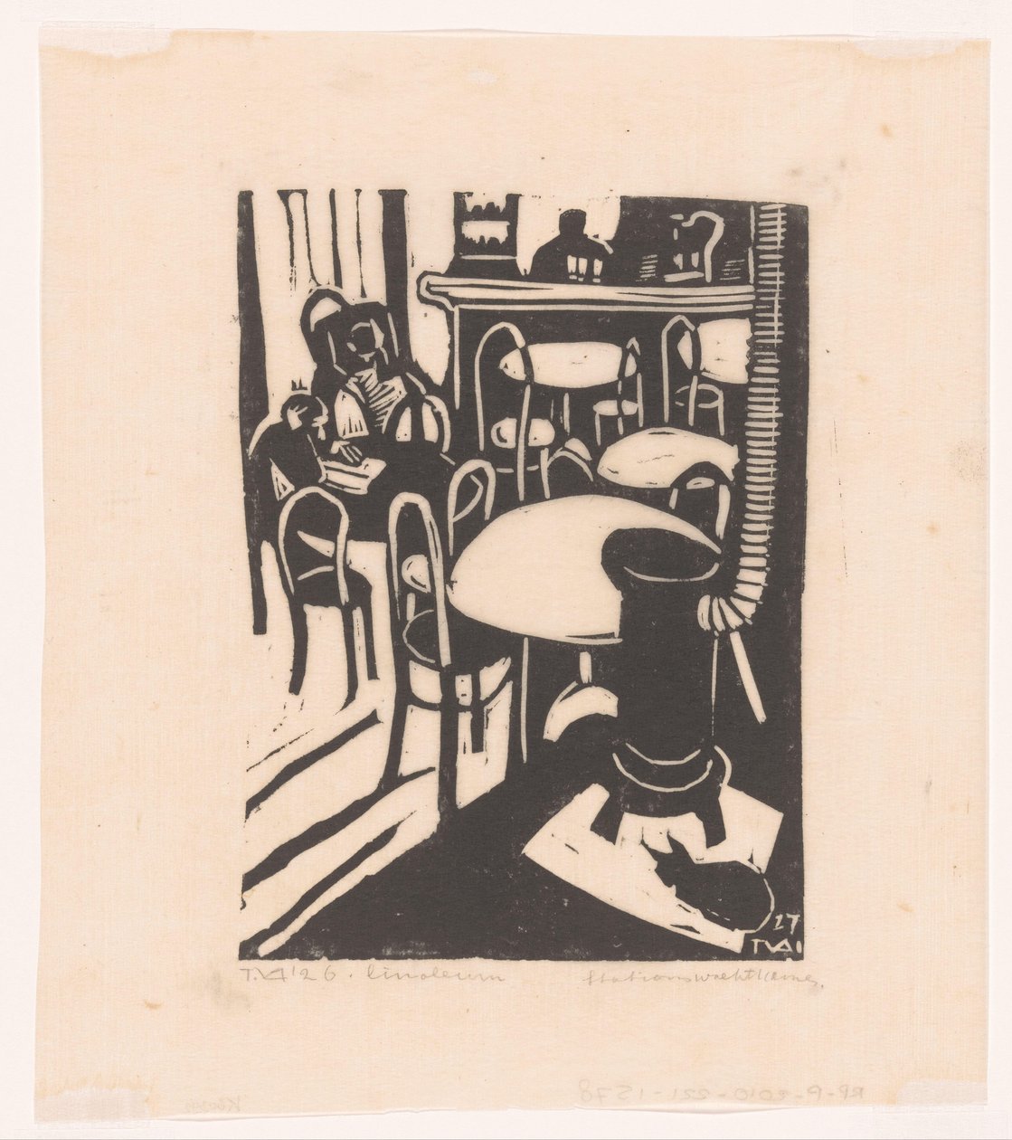 Stationswachtkamer (nesne üzerindeki orijinal başlık) by Tinus van Doorn (signed by artist)