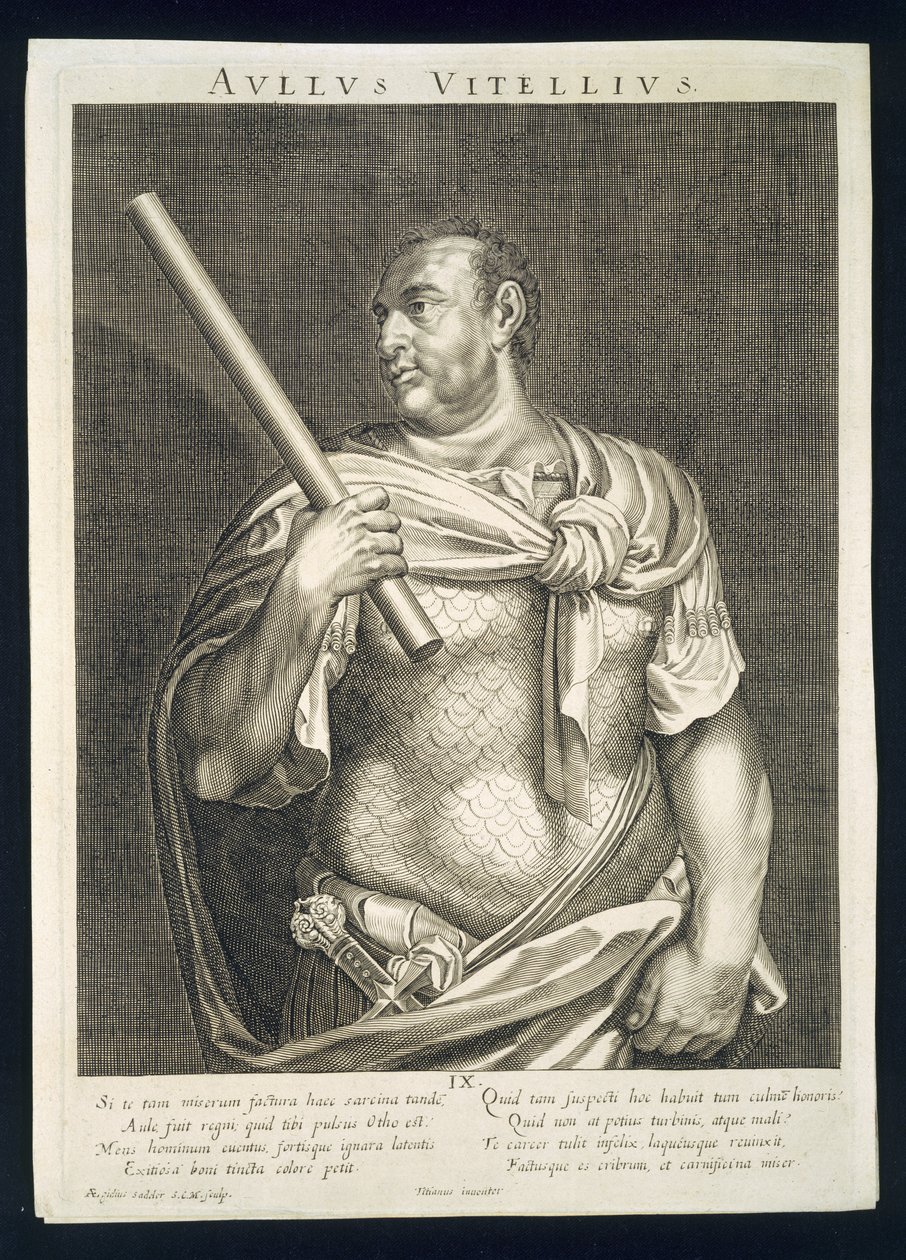 Aegidius Sadler (1570-1629) tarafından oyulmuş Roma İmparatoru Aullus Vitellius 68 AD by Tiziano Vecelli