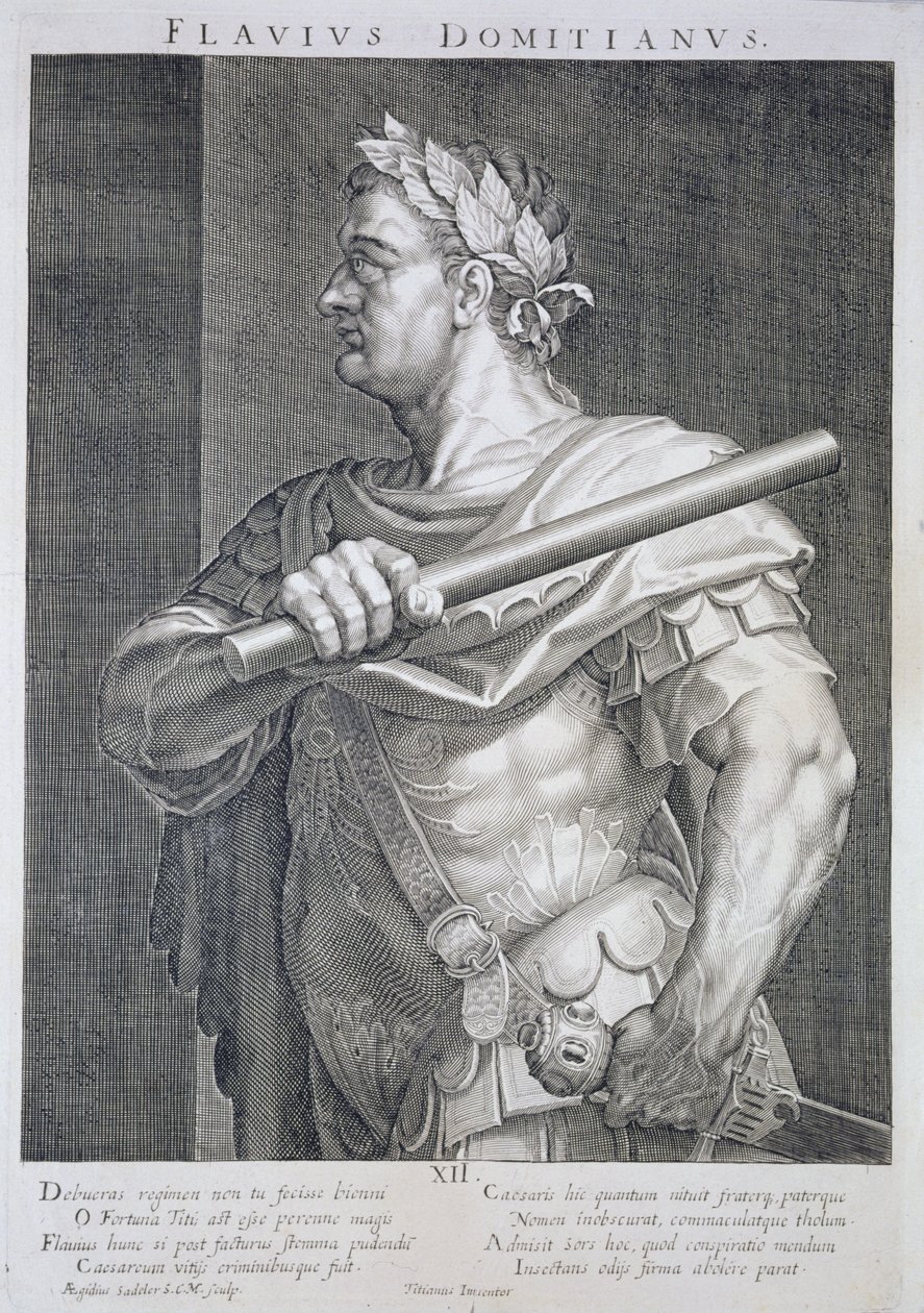 Flavius Domitian (MS 51 - MS 96) Roma İmparatoru MS 81-96, Aegidius Sadeler (1570-1629) tarafından oyulmuş by Tiziano Vecelli