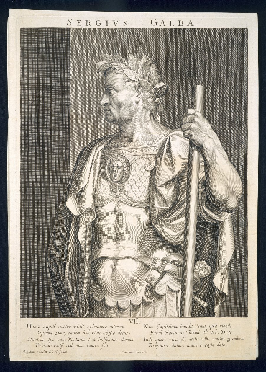 Sergius Galba Roma İmparatoru 68 AD Aegidius Sadler (1570-1629) tarafından oyulmuş by Tiziano Vecelli