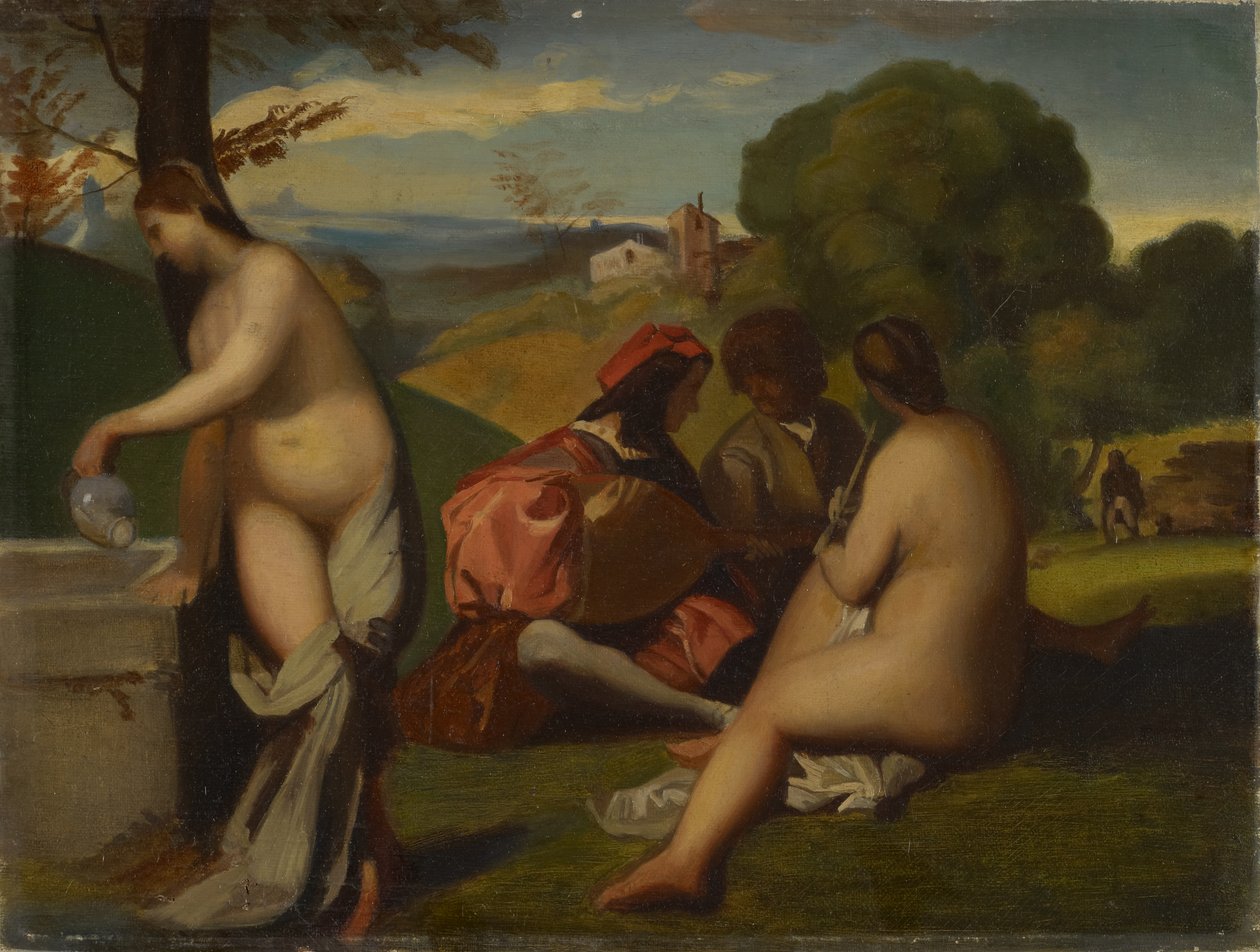 Pastoral Konser, 1838-43 (tuval ve karton üzerine yağlı boya) by Titian c.1488 1576 manner of Titian c.1488 1576 manner of