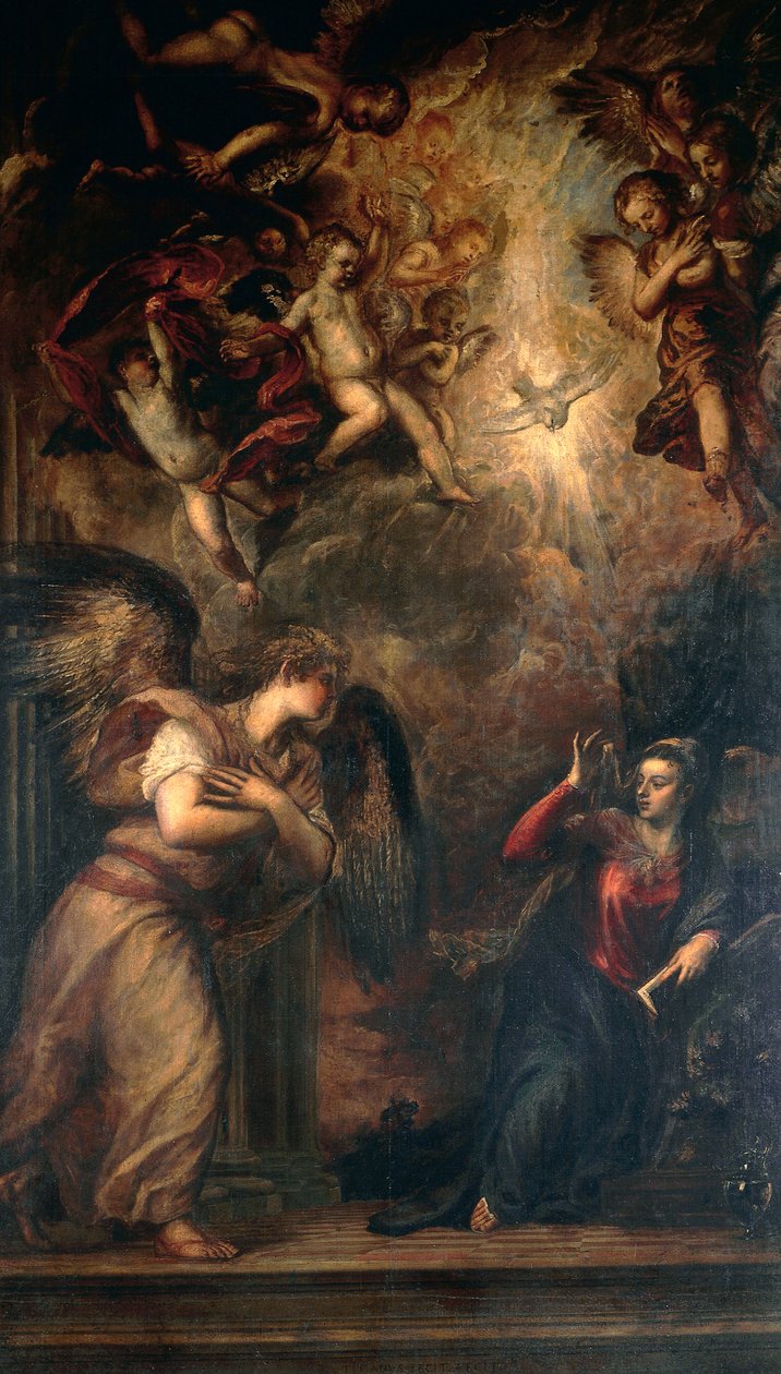 Müjde, Titian (yaklaşık 1490-1576), San Salvador Kilisesi, Venedik by Titian (c.1488 1576)