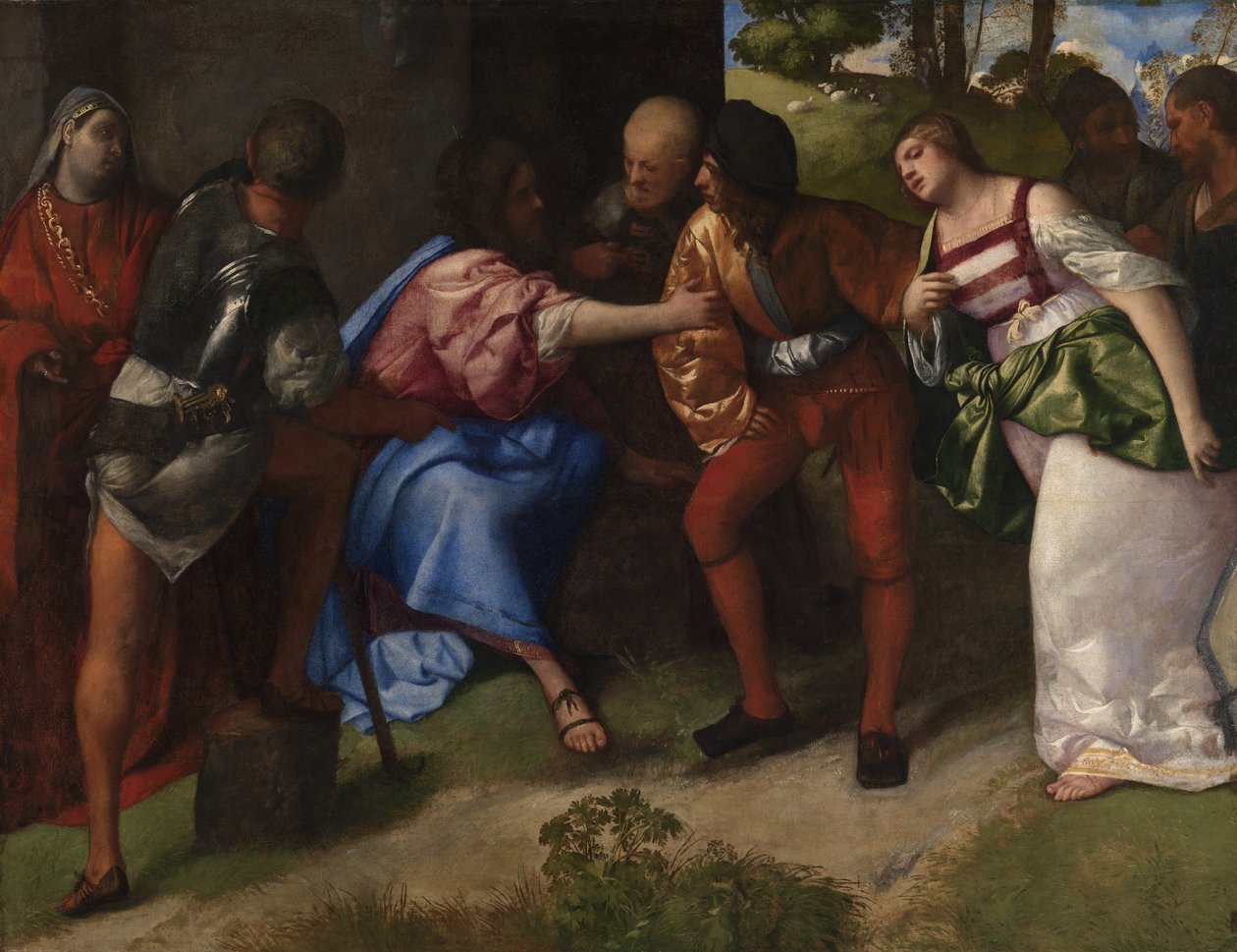 Christ and the Zina, c.1508-10 (tuval üzerine yağlıboya) by Titian (c.1488 1576)