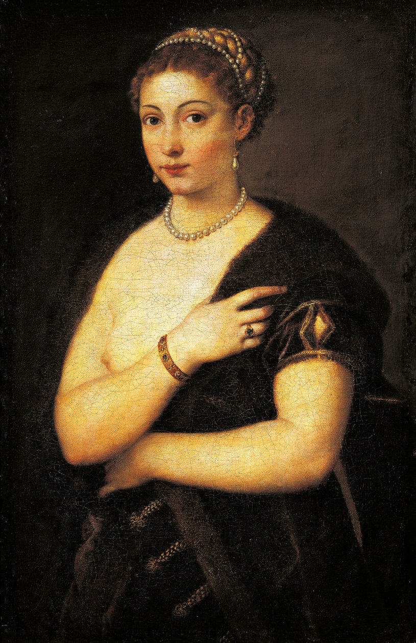 Kürklü Kız, Titian (yaklaşık 1490-1576), tuval üzerine yağlı boya 95x63 cm by Titian (c.1488 1576)