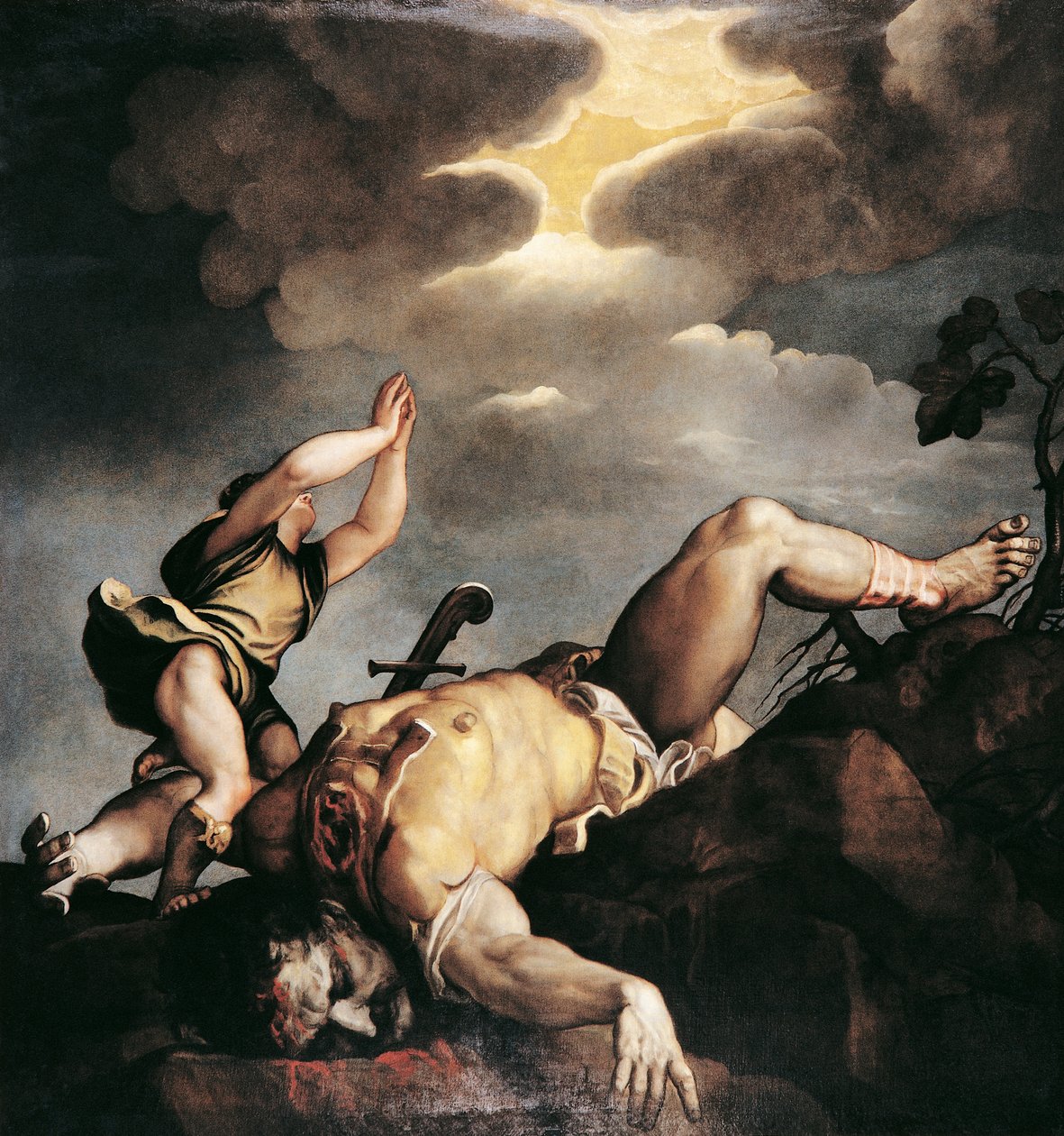 İtalya, Venedik, Santa Maria della Salute Kilisesi, David ve Goliath by Titian (c.1488 1576)