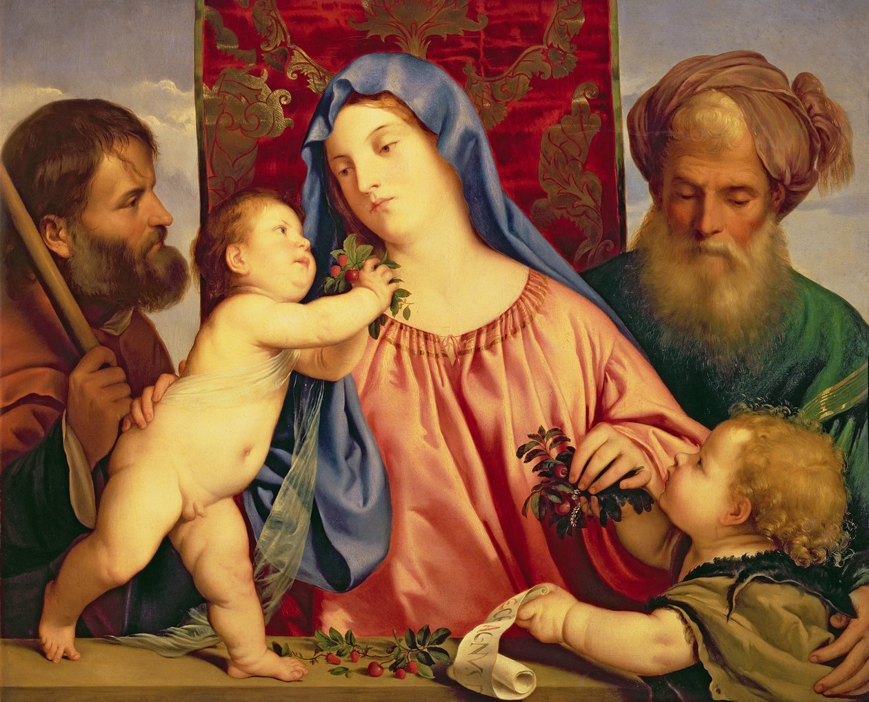 Joseph, St. Zacharias ve Vaftizci Yahya ile Kirazlı Madonna (panel) by Tiziano Vecelli