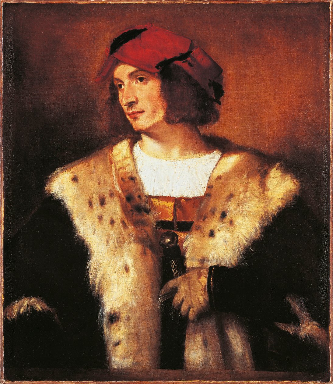 Kürk giymiş genç adam portresi by Titian (c.1488 1576)