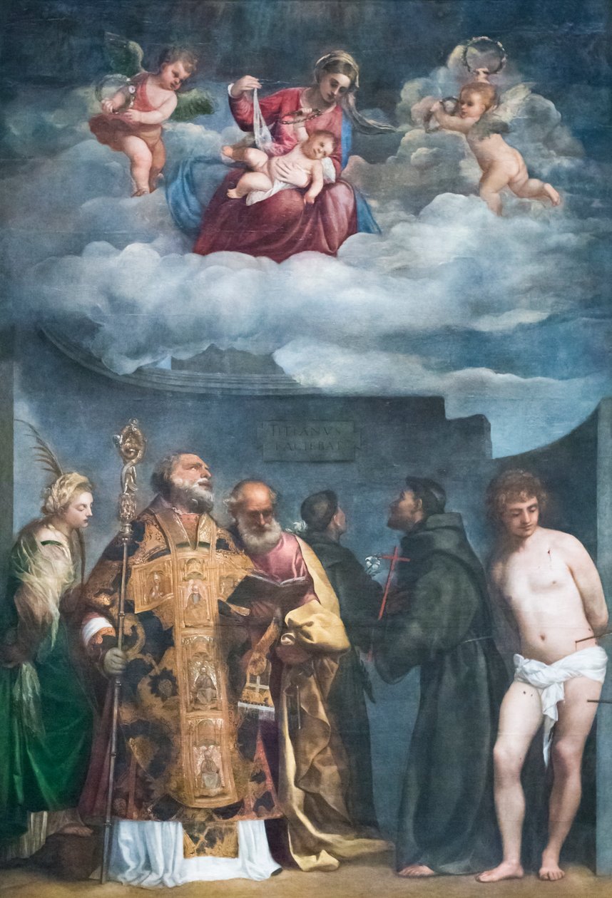 Madonna di san Niccolo' dei Frari olarak bilinen azizlerle birlikte Madonna ve çocuk by Titian (c.1488 1576)