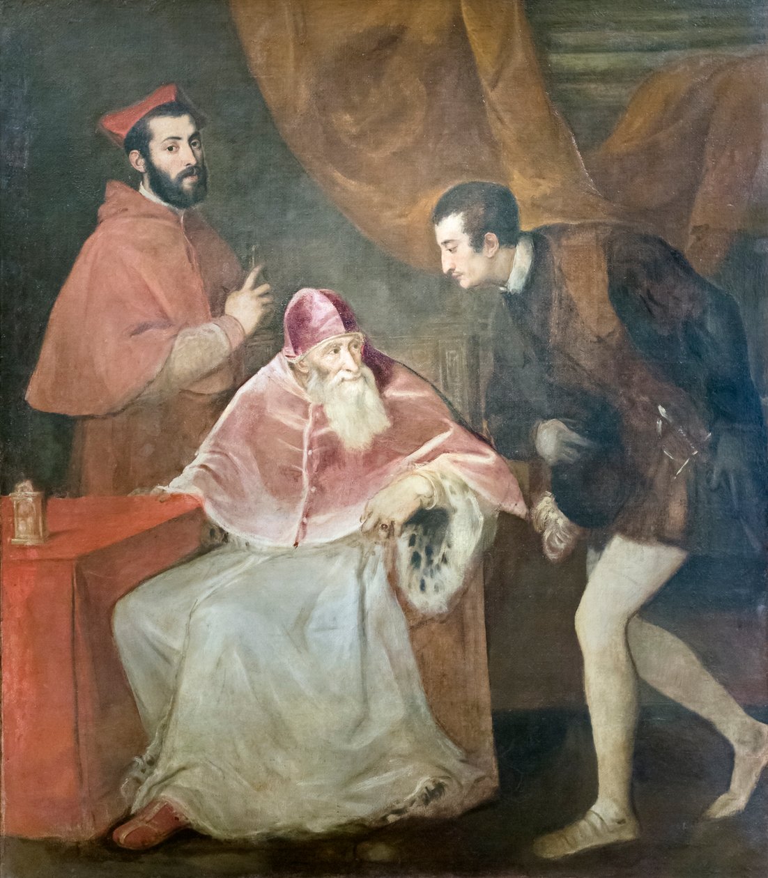 Papa Paul III'ün yeğenleriyle portresi by Titian (c.1488-1576)