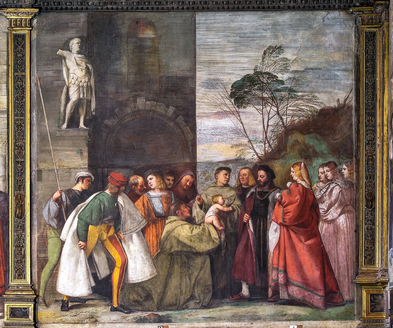 Annenin masumiyetini ilan eden Bebek, Kuzey Duvarı, Aziz Okulu, detay 2195188 by Titian (c.1488 1576)
