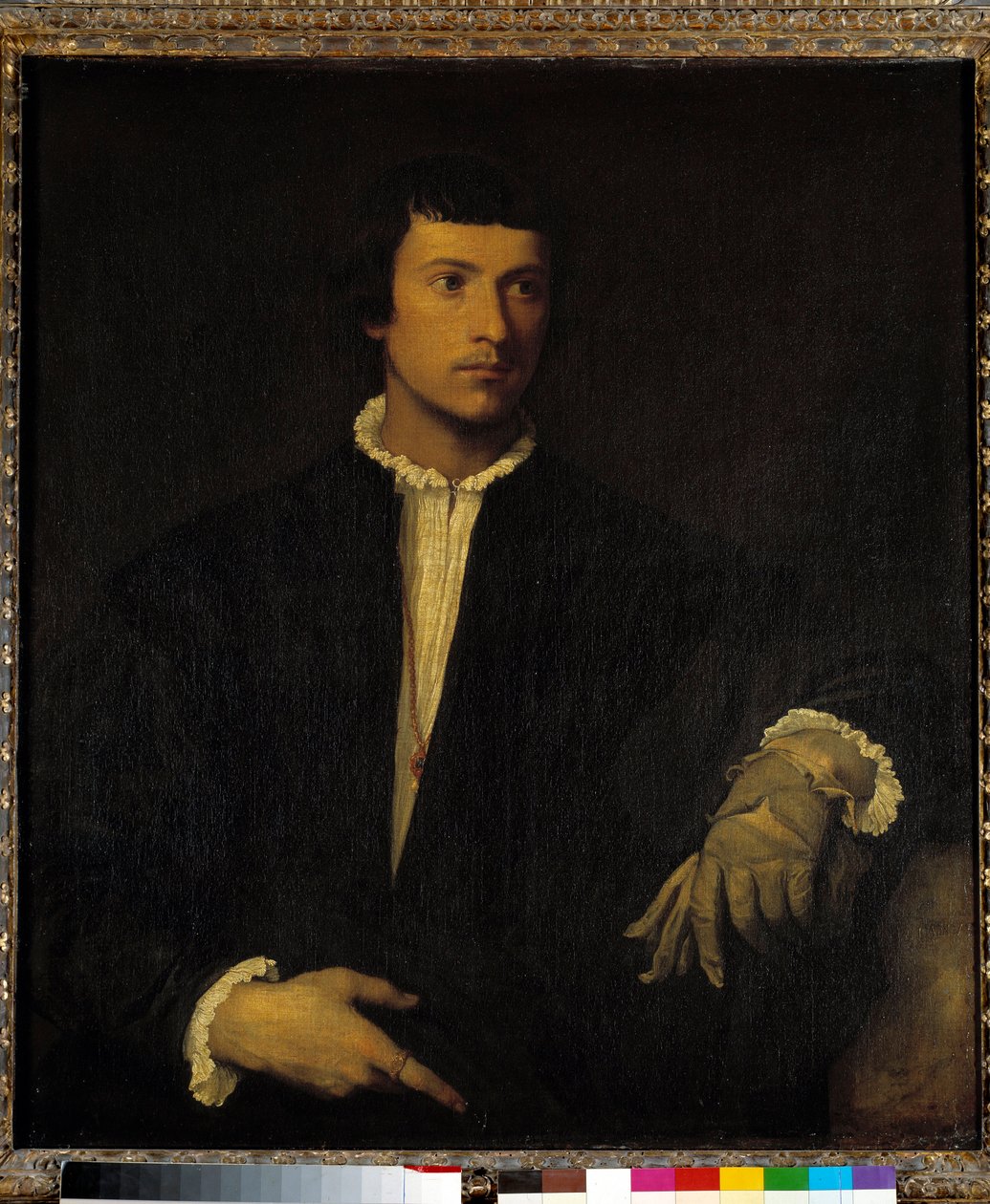 Eldivenli Adam, c.1520 (tuval üzerine yağlı boya) by Titian (c.1488 1576)