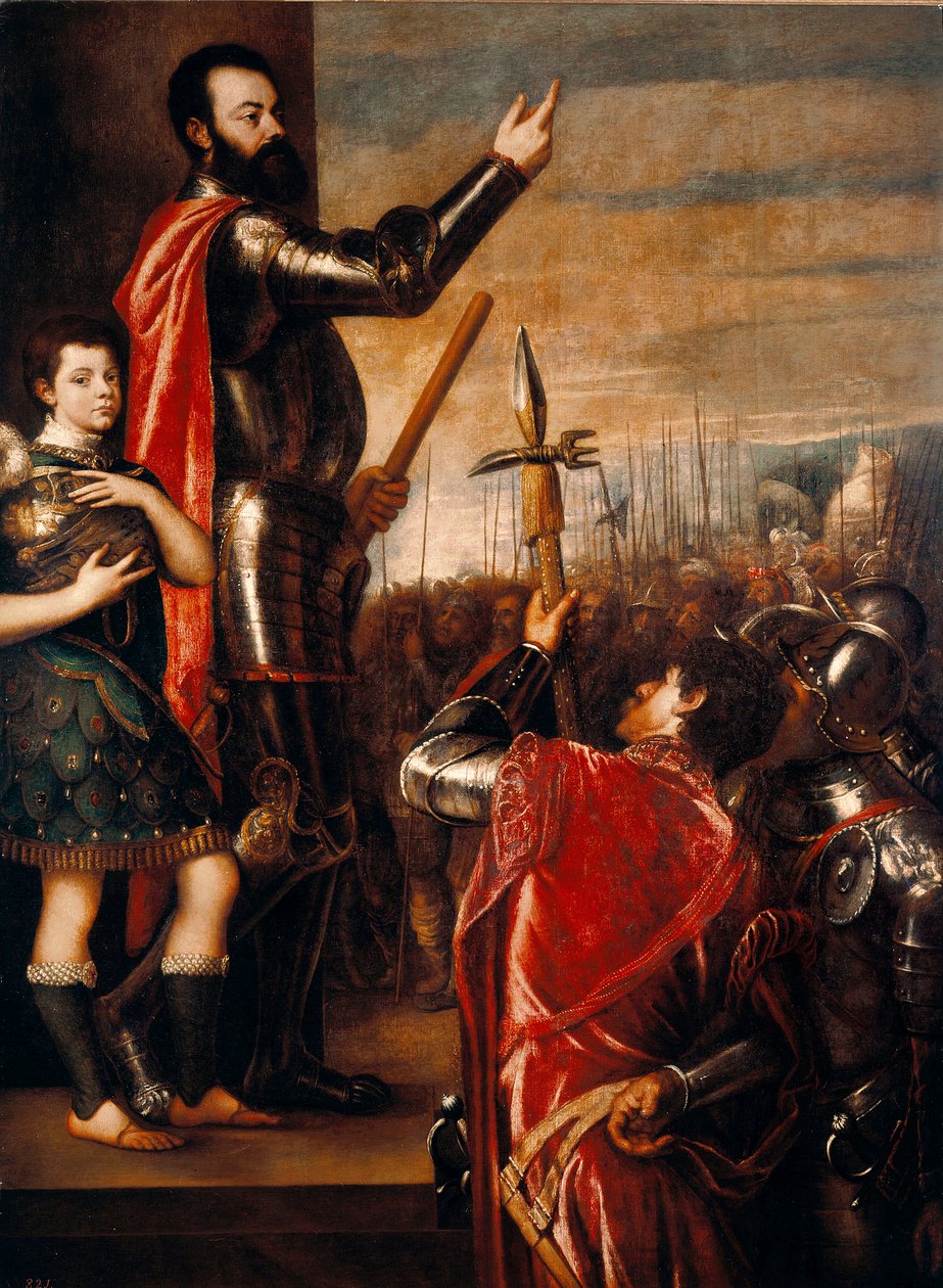 Alfonso de Avalos'un (1502-1546), condottiero (condottiere) Tiziano Vecellio'nun İtalyan Resminin konuşması Titian (c.1490 -1576) 1540-1541 Dim.223x165 cm Madrid, Prado Müzesi by Tiziano Vecelli